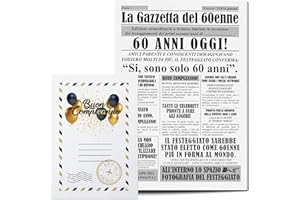 KAÏDENSÏ Idea Regalo Uomo 60 Anni - Giornale La Gazzetta Del 60 Enne - Maxi Biglietto Auguri Originale - Idee Regali Compleanno Originali - Gadget Scherzi Biglietti Divertenti per Lui