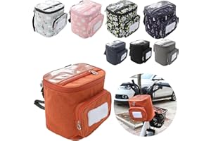 Boxonly Motorcycle Handlebar Storage Bag - Multi-Functional Organizer with Waterproof Material, Orange, 8.3"x7.5" / 21x19 cm