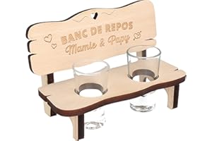 Spruchreif · Banc d'alcool pour les grands-parents avec 2 verres · Cadeau pour les grands-parents ·Banc à liqueur · Distributeur de verres à shot· Cadeau d'alcool · Cadeau Mamie et Papy