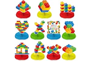 Faccito 33 Stück Bausteine Party Waben Tischdeko Bausteine Bienenwabe Mittelstück Bausteine Party Tischaufsätze für Kinder Junge Geburtstag Party Dekoration