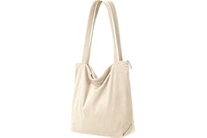 benpen Cord Uni Tasche Shopper Damen,Beige Schule Handtasche Groß Schultasche Umhängetasche Tote Bag Unitasche Arbeitstasche mit Reißverschluss Fächern,Geschenk für Sie Damen
