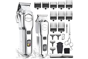 Hatteker Haarschneidemaschine Profi akku Haarschneider Herren Haartrimmer Langhaarschneider Herren Bartschneider Barttrimmer Wasserdichter (Silver)