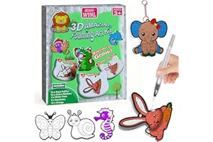 JRD&BS WINL Magic 3D Textured Art Kit for Kids: 15 Aqua Puff-Up Paint by Number Crafts, Mess-Free DIY Creative Gift for Girls & Boys Ages 4, 5, 6, 7, 8, 9, 10(Animals)