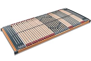 FMP MATRATZENMANUFAKTUR 7 Zonen Lattenrost Rhodos® NV | 44 Leisten | Triokautschukkappen | Querholme 100% BUCHE massiv | Mittelgurt | fertig montiert | TÜV/GS Gesichert Geprüft ID 1111212908 | 90 x 200 cm