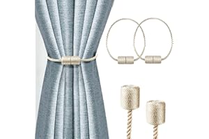 AUFIKR Strong Magnetic Curtain Tiebacks,Curtain Ties for Home Bedroom Office Decorative Curtain (2, Beige)