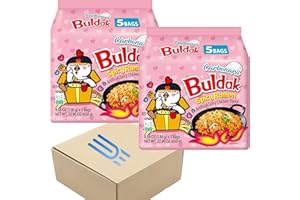 Buldak Noodles Carbonara Hot Chicken Flavor Ramen 10 Pack - Ramen Instant Noodles Excellent for Snack and Soups - Packed in EDE Group Box