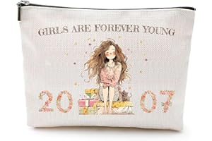 JUSJUBR 18th Birthday Gifts Makeup Bag for Girls, 2007 Birthday Gift, Cosmetic Bags, Purple, Travel, On-the-go