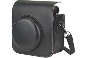 HIUOUIH Instant Camera Case for Fujifilm Instax Mini 12 Polaroid Camera Case Made of PU Leather Camera Case Protective Case with Adjustable Shoulder Strap, black, Instant Camera Bag