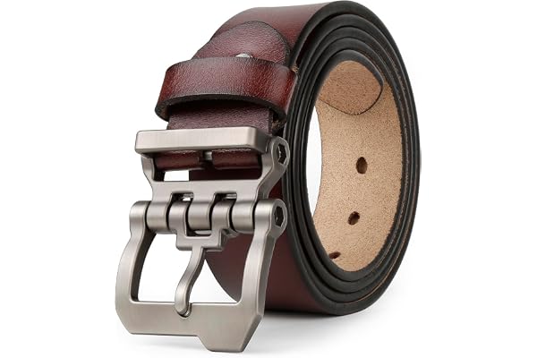 JingHao Ceinture Homme Cuir Véritable,Ceinture en Cuir Pour Décontracté Jeans,Longueur 105cm-165cm Pour Taille Régulière ou Grande Taille,Noir Marron 38mm