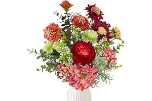 ‎YMIFEEY YMIFEEY Kunstblumen wie Echt Künstliche Blumen Zweige Blumenstrauß Künstlich Rot Seidenblumen Fake Blumen Pflanzen Deko Artificial Flowers Tischdeko Weihnachten (Rot)