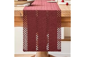 Avalune Camino de Mesa Moderno Rojo Burdeos Rustico Centro de Mesa Decorativo Salon Pequeño Estrecho Lavable Caminos de Mesa para Boda Fiesta Hogar Cocina Mesa de Comedor Decoración 30x180 cm