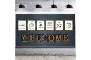 DUAIAI Décorations de salle de classe, lot de 13 affiches de motivation industrielle, chic pour enseignants, décoration de salle de classe, poster laminé avec inscription « Welcome » pour l'école