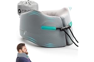 ‎JOSCOAL Joscoal Nackenkissen Memory Foam Nackenkissen Reise, Komfort Reisekissen Luxuriös Flugzeug Kinnstütz Travel Pillow Auto-Kopfstütze Stützfunktion Ideal für Reise Büro Autos Bus Zug(Größe L, GRAU)