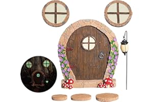 Simple Creativity Fairy Door for Wall and Trees Outdoor with Light, Glow in The Dark, Gnome Desk Art Sculpture Decoration for Classroom, Kids Room, Miniature Fairy Garden Outside Decor Accessories