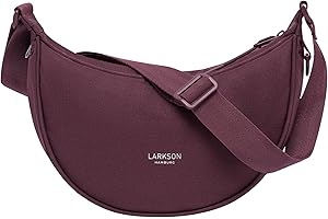 LARKSON Sac Bandoulière Femme Rouge - Solveig Small - Sac a Main Tendance pour Voyage, Shopping, Quotidiens - Petit Sacoche Demi Lune - Imperméable