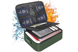 DOCSAFE Fireproof Document Box 36x27x10cm 3-Layer Document Safe Bag File Storage Box with Lock Waterproof Ziper Portable Organizer Bag for Important Document Certificates,Passport,Cards,Office,Home,Travel