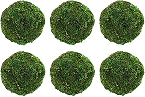 HOMSFOU 6szt Suszone Kulki z Mchu Kulki z Mchu Akwariowego Mech Bułkowy Zielony Mech Skały Pokryte Mchem Sztuczna Roślina Kulek Mchu Kulki Zielone Ozdobne Kulki Suszony Mech Model Akwarium