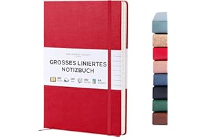 ‎BEECHMORE BOOKS Beechmore Books Notizbuch, liniert, A4-Format, 21,6 x 29,2 cm, 160 linierte Seiten, Leder-gebunden, Tagebuch, Schreib- und Notizbuch für die Arbeit, 120 g/m² dickes Papier, mit Geschenkschachtel