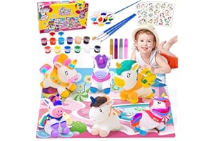ONLYFUN Prezent dla dziewczynki 3 4 5 6 7 8 9 10 lat, Jednorożec Dziewczynka Zabawka Zestaw do malowania Zajęcia manualne dla dzieci 5 6 7 8 9 10 lat i 6 jednorożców