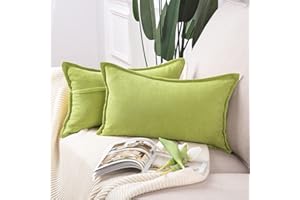 Madizz Juego de 2 Suave Felpilla Decorativo Funda de cojíns Lujo Estilo Fundas de Almohada para el sofá Dormitorio Verde Rectangular 30 x 50 cm