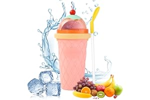 Nuangoo Maker, Taza de granizado, Silicone Maker Cup con cepillo y pajita, adecuada para batidos de bricolaje y helados caseros (rosa)