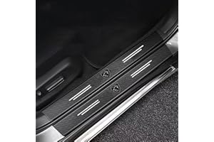 RIDGOEL 4 Pezzi Battitacco Adesivi Soglie Porte per Peugeot 208 2008 207 301 308 408 4008 508 5008 Rifter, Adesivo per Battitacco in Fibra di Carbonio Protezioni per Davanzali per Porte Automobile C