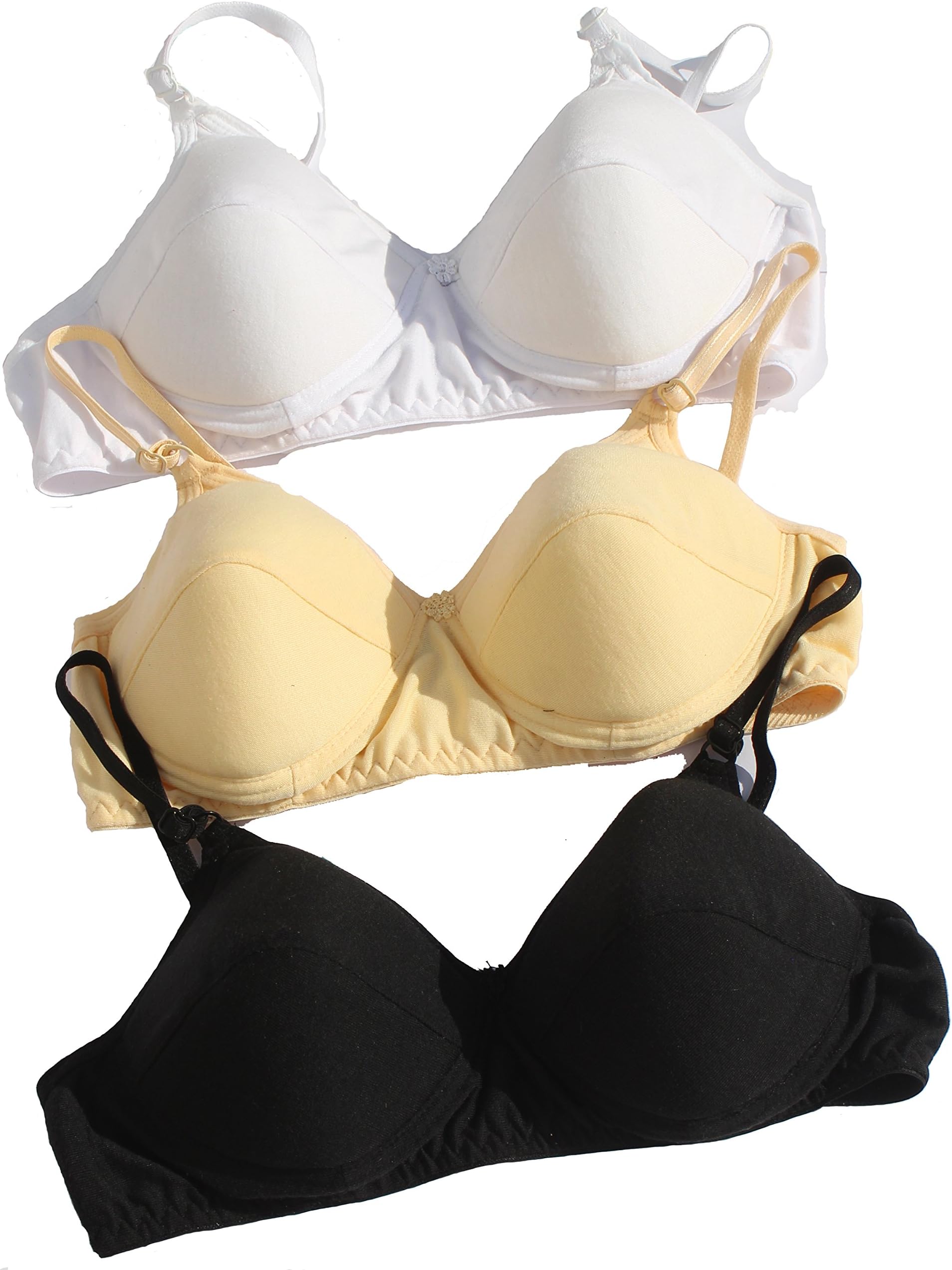 TkeshtoWomen's Cotton Padded Non-Wired Full-Coverage Bra-Pack of 3