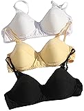 TkeshtoWomen's Cotton Padded Non-Wired Full-Coverage Bra-Pack of 3