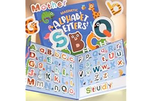 Fullware Magnetic Letters Learning Board for Kids, Uppercase & Lowercase, Alphabet Fridge Magnet Toddlers, Educational Toys 1 2 3 4 5 6 Year Old, Word Spelling, Foldable Travel Games, Gift Boys Girls