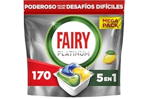 Fairy Platinum Limón, Cápsulas De Lavavajillas Todo En Uno, 170 Cápsulas, Para Los Restos Más Difíciles, Limpia Incluso La Grasa De Los Filtros