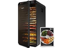 Balter Dörrautomat Edelstahl mit 2 Phasen Trocknung & 12 Etagen, 1100 W, 70L Volumen, 12000 cm² Dörrfläche, BPA-frei, 35–75 °C, Timer bis 72 Std, Dörrgerät, Dehydrator, Obsttrockner