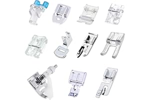 ZKSM Machine à Coudre kit Pieds de Biche Multifonctionnel, 11pcs Machine à Coudre avec Pied à Pouleau, Pied à Fermeture Éclair pour Machines à Coudre Brother, Babylock, Janome, Elna, Toyota, Singer