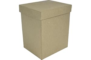 DECOPATCH Décopatch BT044C - Un support en papier brun mâché 14x12x17 cm, Boite rectangle haute