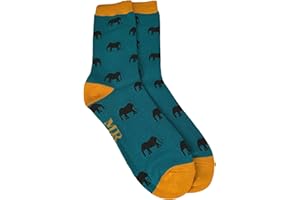 Purple Possum® Mens Socks Novelty Elephants Fun Teal Mustard Yellow Bamboo Cotton Blend Elephant Print UK Shoe Size 8-12 Gift Idea