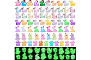 BelleStyle 100pcs Mini Luminous Resin Animals, Tiny Resin Animals, Mini Figures Glow in the Dark Little Small Miniature Animals for Micro Landscape Fairy Garden Aquarium Potted Dollhouse Decor