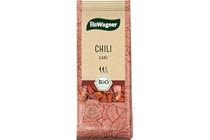 BioWagner - Bio Chilis ganz | angenehme Schärfe für Chili con Carne und Gemüsegerichte | naturbelassene Bio-Zutaten | recyclebare Verpackung | 20 g
