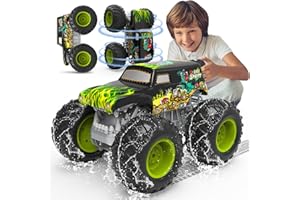 Monstertruck Ferngesteuert, Ferngesteuertes Auto ab 4 6 8 Jahre mit Licht, 360°Drehung Monstertruck, Aufrechtes Gehen, Gehen auf dem Kopf, 1:16 2,4GHz Amphibienfahrzeug Monster Truck Ferngesteuert