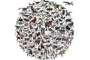 AMITORFO 120PCS Dinosaur Stickers for Kids – Waterproof PVC Decals for Water Bottles, Laptops, Notebooks, Party Bags – Cute T-Rex, Triceratops, Raptor & More – Perfect Dino Gifts for Boys & Girls, 5cm Each