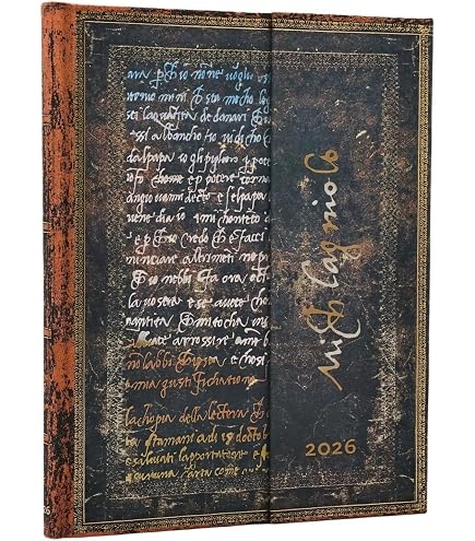 Agenda Paperblanks 2026 Michel-Ange - Format Midi 13x18 Cm - 160 Pages - Reliure Cousue - Avec Rabat