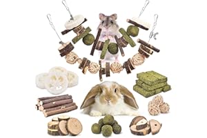 ERKOON 70PCS Kaninchen Spielzeug, Kleintiere Kauspielzeug Hasen Natürliche Timothy-Gras kaubälle Knabber Holzkette Grasspielzeug Zahnpflege für Häschen Chinchilla Hamster Meerschweinchen Rennmäuse