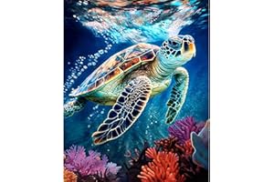 JATOK Paint by Numbers Kits for Adults, Painting Kits for Beginners On Colored Canvas, Easy DIY Acrylic Pigment Drawing Paintwork for Home Wall Decor, 16x20in Frameless, Sea Turtles
