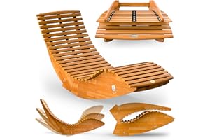 Casaria® Chaise Longue à Bascule Pliable en Bois d'acacia certifié FSC Transat Ergonomique Bain de Soleil Jardin Sauna