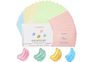 MIFANYO 32 Pairs 4 Color Under Eye Patches, Collagen Undereye Pads, Hydrating Eye Masks for Anti Wrinkles Puffy Eyes Dark Circles, Puffiness Eye Bags Gel Pads, Travel Skincare Set, 24K Gold+Blue+Pink+Green