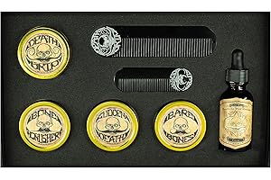 THE VINTAGE GROOMING CO. Death Grip Schnurrbartwachs mit starkem Halt (goldenes Standard-Schnurrbart-Set)