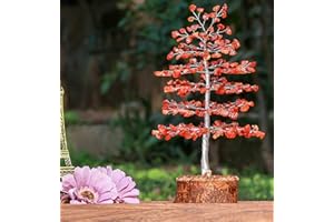 ZAICUS Carnelian | Crystal Tree | Gemstone | Feng Shui | Chakra Tree | Healing Crystal | Money Tree | Positive Energy | Tree of Life | Meditation | Spiritual Gift for Home Decor | 10 Inch’s (Silver Wire)