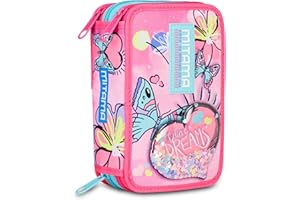 Mitama Astuccio Scuola 3 Scomparti, SUPER TRIPLO BUBBLE DREAMS, Contenuto 47 pz, Completo di Matite, Pennarelli, Portapenne Scuola Elementare Bambina
