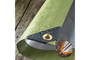 PRO-TEC GARDEN PRODUCTS 270GSM Tarpaulin Extra Heavy Duty Builders Waterproof Ground Sheet Cover Green & Silver 8ft X 10ft (2.4m x 3m) - Green/Silver