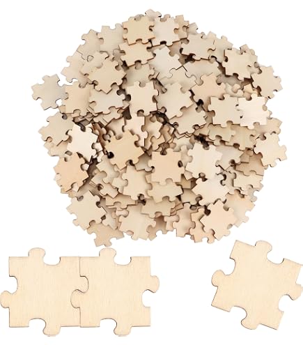 Ensemble de 9 pièces de Puzzle en bois vierge inachevé, pour bricolage, cadeau de fête à la maison