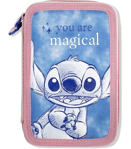 Astuccio 3 zip lilo & stitch contenuto 43 pezzi logo serigrafato