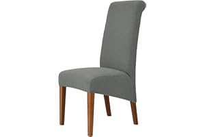 MILARAN Large Chair Covers for Dining Room, Soft Stretch Chair Slipcover for Large Size Dining Chair, Washable Removable Parsons Chair Protector,Set of 6,Smoky Gray